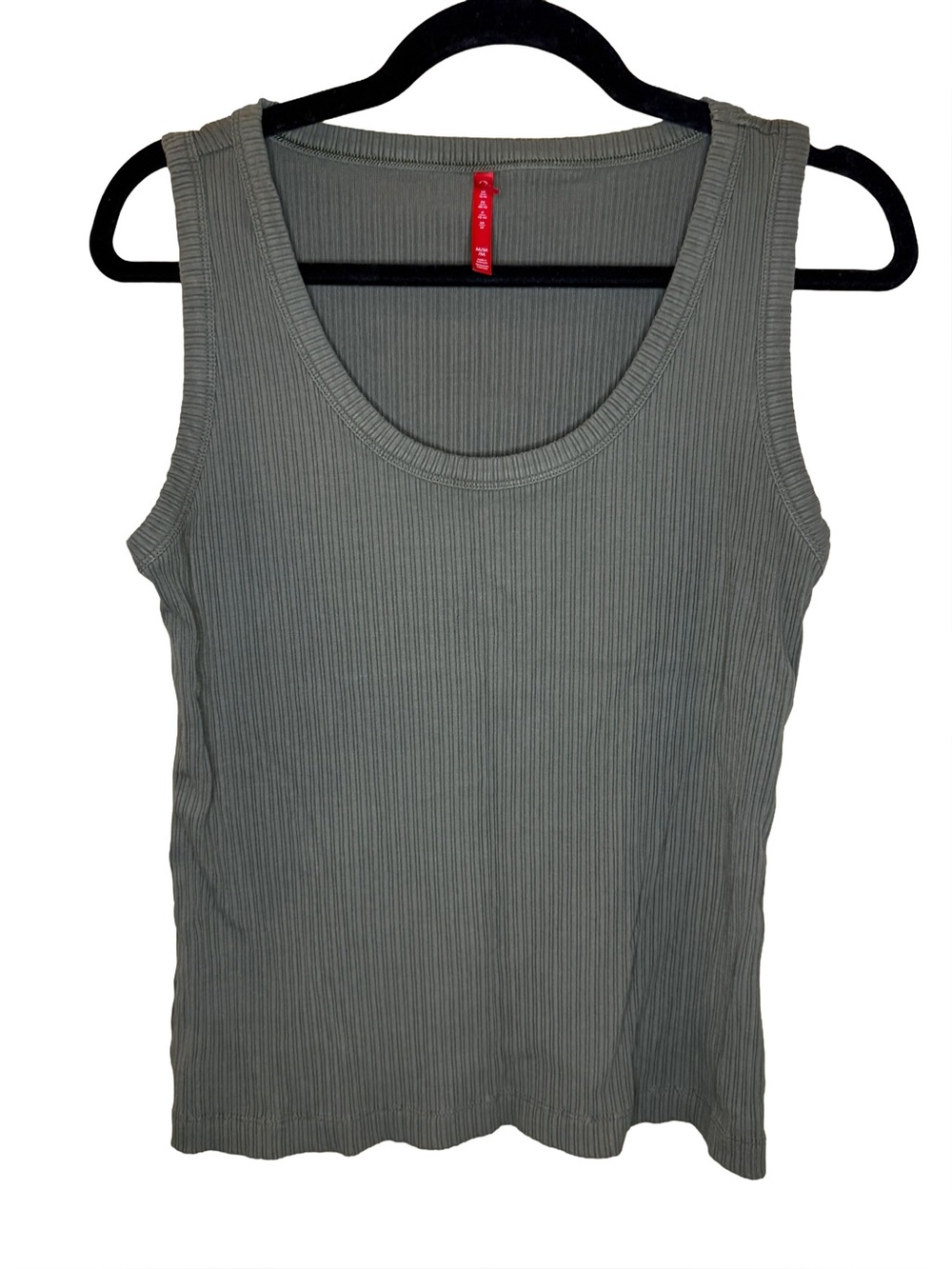 SPANX Olive Green Ribbed Tank Top Sleeveless Stretch Essentials Size M